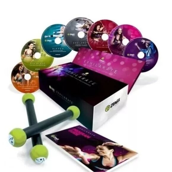 Zumba Fitness Exhilarate Workout 7 DVD Set with Toning Sticks - Picture 2 of 3